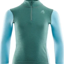 Aclima Kids WarmWool Mock Neck lasten merinopaita North Atlantic / Reef Waters| Lasten Alusasut Ja Kerrastot