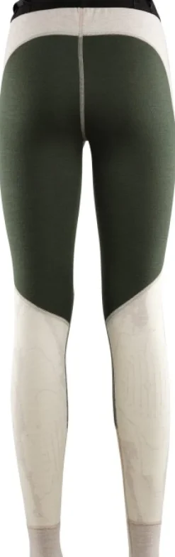 Aclima Kerrastohousut^Lars Monsen Longs naisten kerrastohousut, vaaleabeige/tummanvihreä