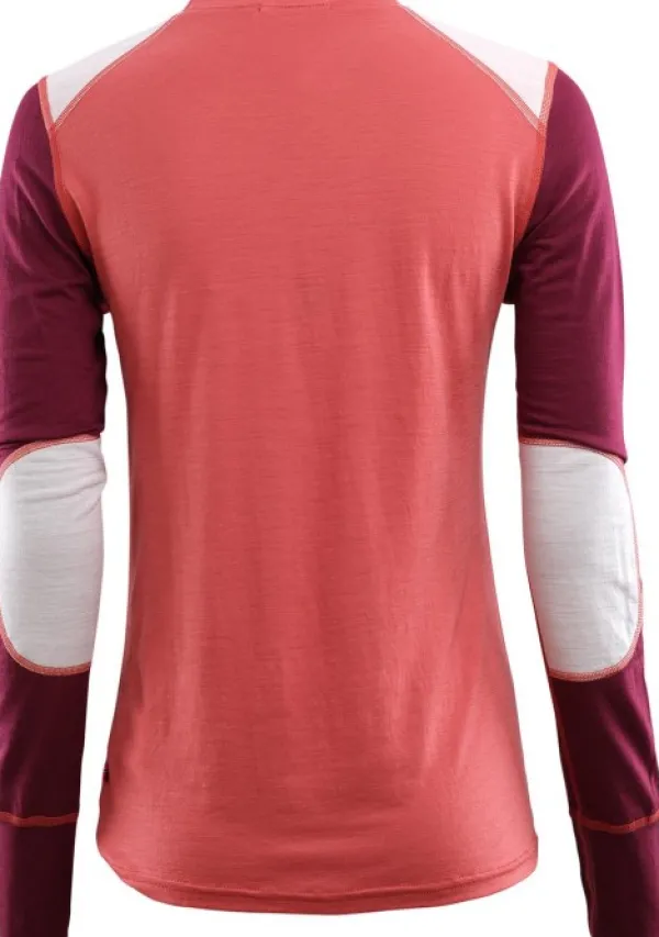 Aclima Pitkähihaiset Paidat^Lightwool Reinforced Crewneck naisten merinopaita, Baked Apple/Zinfandel/Nature