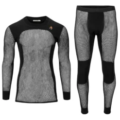 Aclima verkkokerrasto WoolNet Crewneck + Longs Jet miesten, musta| Kerrastot