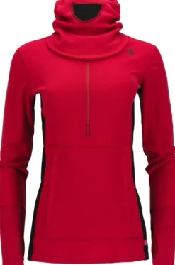 Aclima WarmWool Hoodsweater w/Zip naisten kerrastopaita, Jester Red/Jet Black| Hupparit, Fleecet Ja Välipaidat