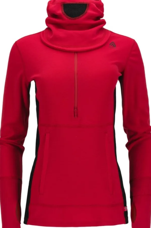 Aclima WarmWool Hoodsweater w/Zip naisten kerrastopaita, Jester Red/Jet Black| Hupparit, Fleecet Ja Välipaidat