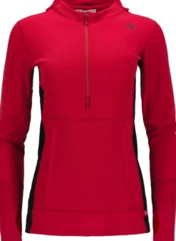 Aclima WarmWool Hoodsweater w/Zip naisten kerrastopaita, Jester Red/Jet Black| Hupparit, Fleecet Ja Välipaidat