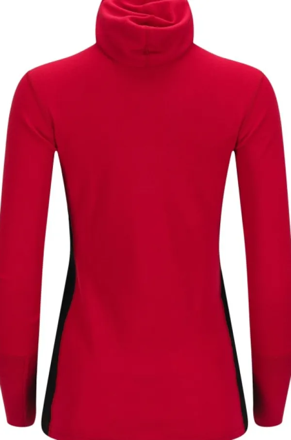 Aclima WarmWool Hoodsweater w/Zip naisten kerrastopaita, Jester Red/Jet Black| Hupparit, Fleecet Ja Välipaidat