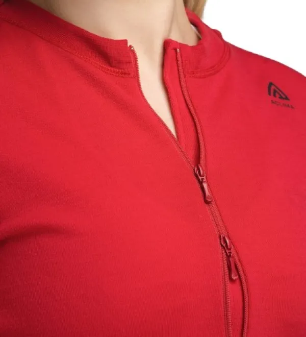 Aclima WarmWool Hoodsweater w/Zip naisten kerrastopaita, Jester Red/Jet Black| Hupparit, Fleecet Ja Välipaidat