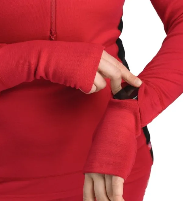 Aclima WarmWool Hoodsweater w/Zip naisten kerrastopaita, Jester Red/Jet Black| Hupparit, Fleecet Ja Välipaidat