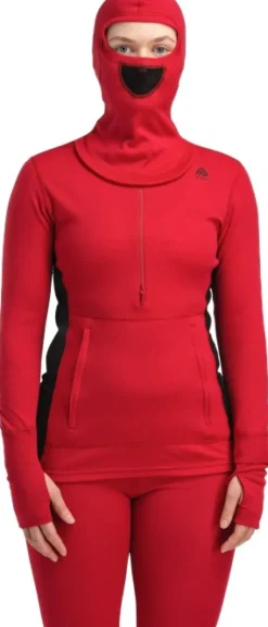 Aclima WarmWool Hoodsweater w/Zip naisten kerrastopaita, Jester Red/Jet Black| Hupparit, Fleecet Ja Välipaidat