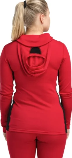 Aclima WarmWool Hoodsweater w/Zip naisten kerrastopaita, Jester Red/Jet Black| Hupparit, Fleecet Ja Välipaidat