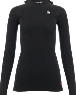 Aclima Metsästysliivit/Fleeceliivit^WarmWool Hoodsweater V2 naisten merinohuppari, Jet Black