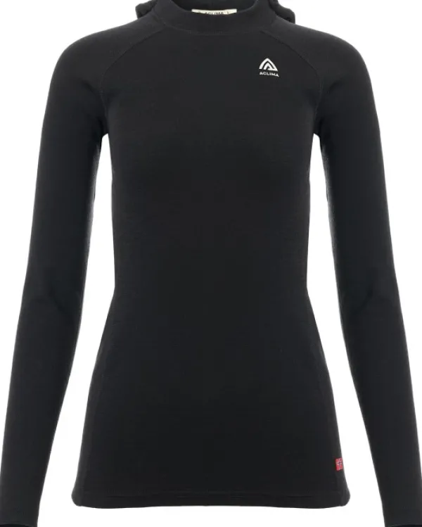 Aclima Metsästysliivit/Fleeceliivit^WarmWool Hoodsweater V2 naisten merinohuppari, Jet Black