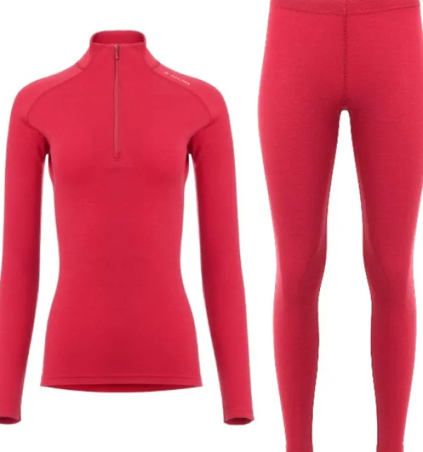 Aclima Kerrastohousut^WarmWool Mockneck + Longs naisten kerrastosetti, Jester Red