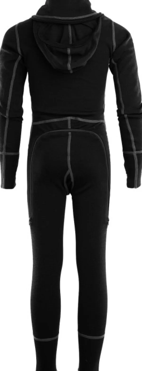 Aclima WarmWool Overall juniorin merinovillahaalari, musta| Lasten Alusasut Ja Kerrastot