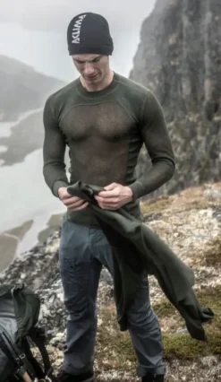 Aclima Metsästysliivit/Fleeceliivit^WN crew neck - aluskerrastopaita tumma oliivi