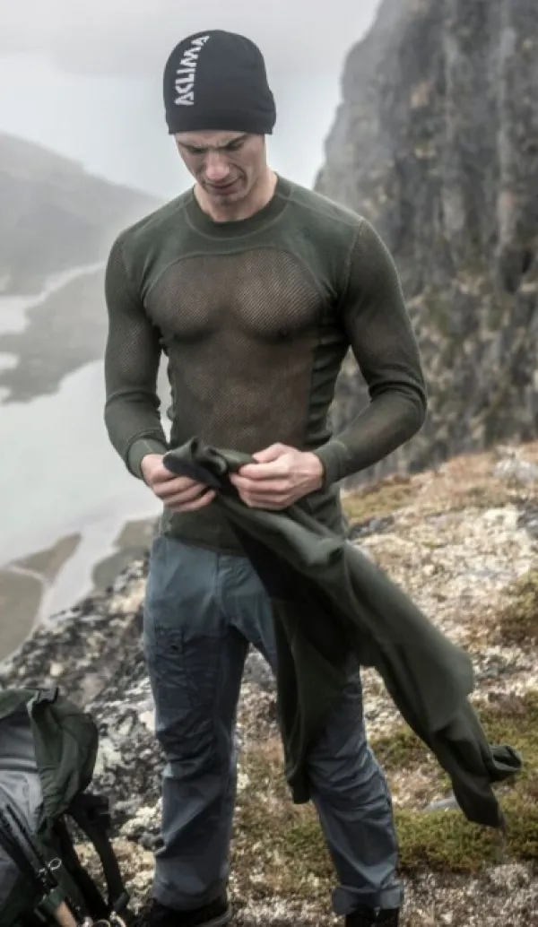 Aclima Metsästysliivit/Fleeceliivit^WN crew neck - aluskerrastopaita tumma oliivi