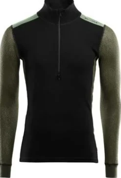 Aclima Hupparit, Fleecet Ja Välipaidat^WoolNet Hybrid Mockneck kerrastopaita, musta/vihreä
