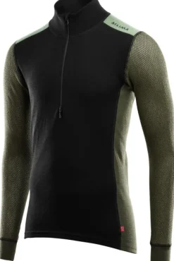 Aclima Hupparit, Fleecet Ja Välipaidat^WoolNet Hybrid Mockneck kerrastopaita, musta/vihreä