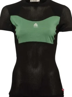 Aclima T-paidat Ja Pikeepaidat^WoolNet Light T-shirt lyhythihainen naisten verkkoaluspaita, musta/vihreä