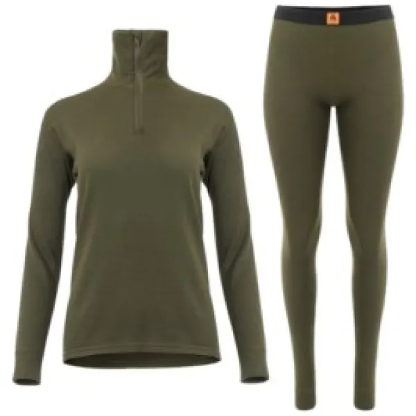 Aclima WoolTerry naisten kerrastosetti, Olive Night| Kerrastohousut