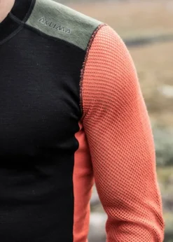 Aclima Kerrastopaidat^W's WoolNet Hybrid Crewneck Jet Black/Poinciana/Capulet Olive