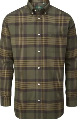 Alan Paine Metsästyspaidat^Ilkley Flannel Button Down Collar Shirt flanellipaita, Olive Check