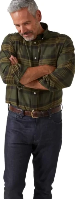 Alan Paine Metsästyspaidat^Ilkley Flannel Button Down Collar Shirt flanellipaita, Olive Check