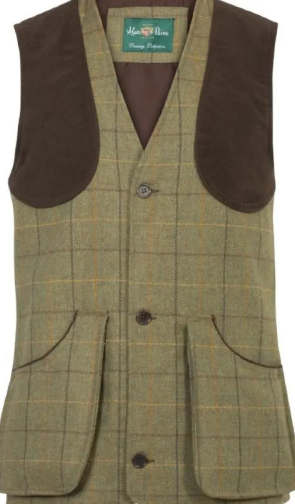 Alan Paine Liivit^M's Rutland Tweed Shooting Waistcoat Dark Moss