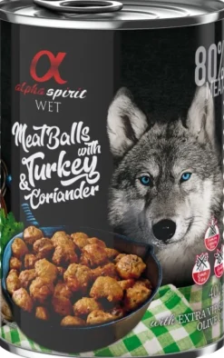 Alpha Spirit Koiran Märkäruoka^Meat Balls with Turkey and Coriander märkäruoka, 400 g