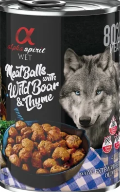 Alpha Spirit Meat Balls with Wild Boar and Thyme märkäruoka, 400 g| Koiran Märkäruoka