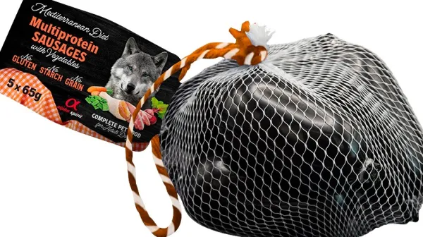 Alpha Spirit Mediterranean Multiprotein Sausage with Vegs makkarat aikuisille koirille, 5 x 65 g| Koiranmakkarat