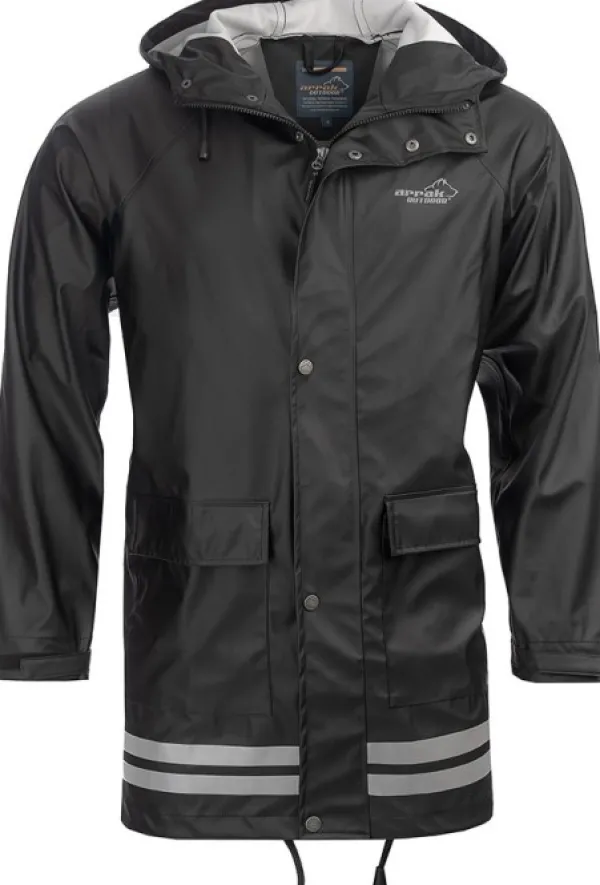 Arrak Outdoor Koiranohjaajan Vaatteet^Arrak Unisex Raincoat pitkä sadetakki, musta