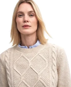 Barbour Pitkähihaiset Paidat^Burne Crew naisten paita, Oatmeal/Hessian Tart