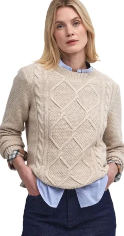 Barbour Pitkähihaiset Paidat^Burne Crew naisten paita, Oatmeal/Hessian Tart