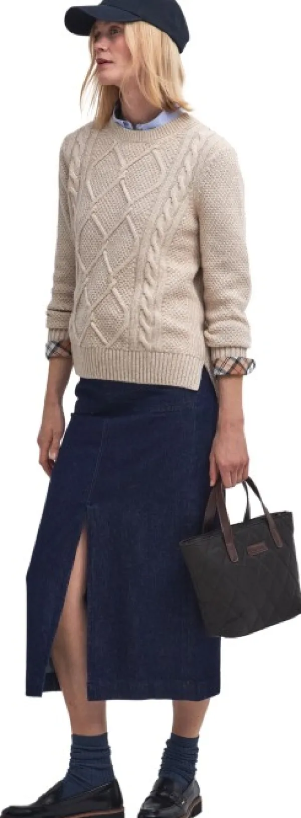 Barbour Pitkähihaiset Paidat^Burne Crew naisten paita, Oatmeal/Hessian Tart