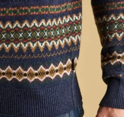 Barbour Case Fairisle Crew -villapaita, Navy Marl| Pitkähihaiset Paidat