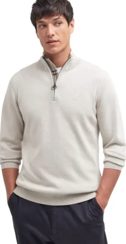 Barbour Cotton Half Zip Knitted Jumper neulepaita, Mist| Pitkähihaiset Paidat