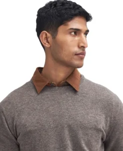 Barbour Pitkähihaiset Paidat^Essential Lambwool Crew villapaita, Dark Stone