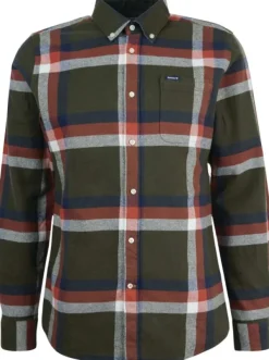 Barbour Folley Tailored Fit paita, Olive| Flanelli- Ja Kauluspaidat