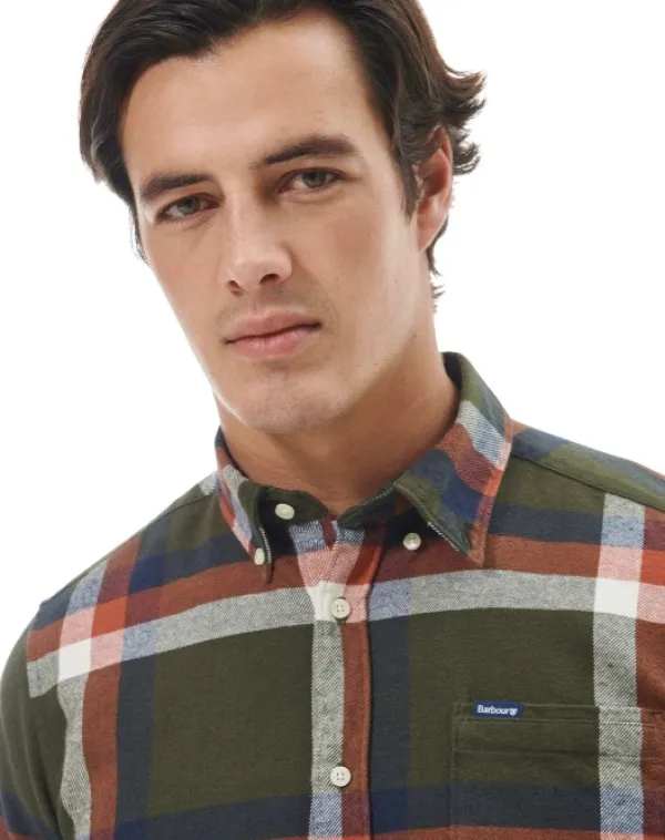 Barbour Folley Tailored Fit paita, Olive| Flanelli- Ja Kauluspaidat
