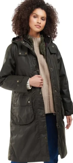 Barbour Long Cannich Wax Jacket naisten vahatakki, Olive/Classic| Öljykangas- Ja Vahatakit