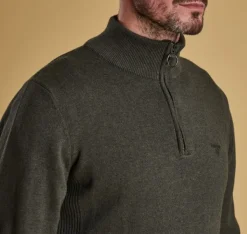 Barbour Pitkähihaiset Paidat^M's Cotton Half Zip Olive Marl