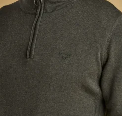 Barbour Pitkähihaiset Paidat^M's Cotton Half Zip Olive Marl