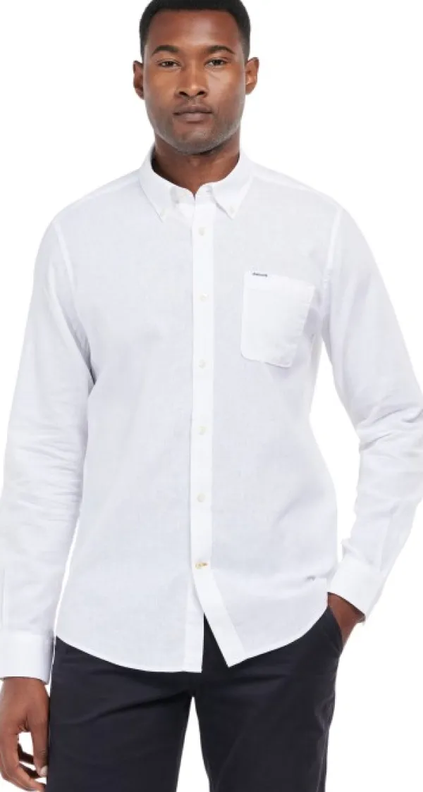 Barbour Nelson Tailored Fit Shirt paita, White| Flanelli- Ja Kauluspaidat