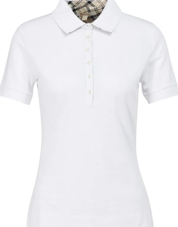 Barbour Portsdown Top naisten pikeepaita, White/Platinum| T-paidat Ja Pikeepaidat