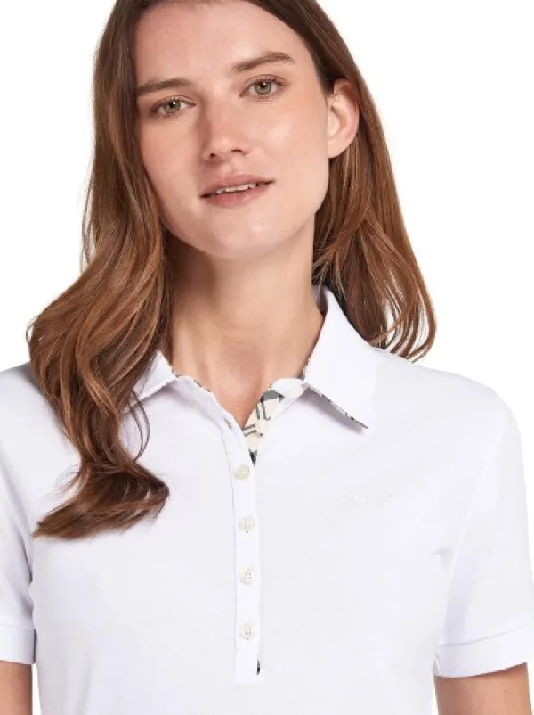 Barbour Portsdown Top naisten pikeepaita, White/Platinum| T-paidat Ja Pikeepaidat