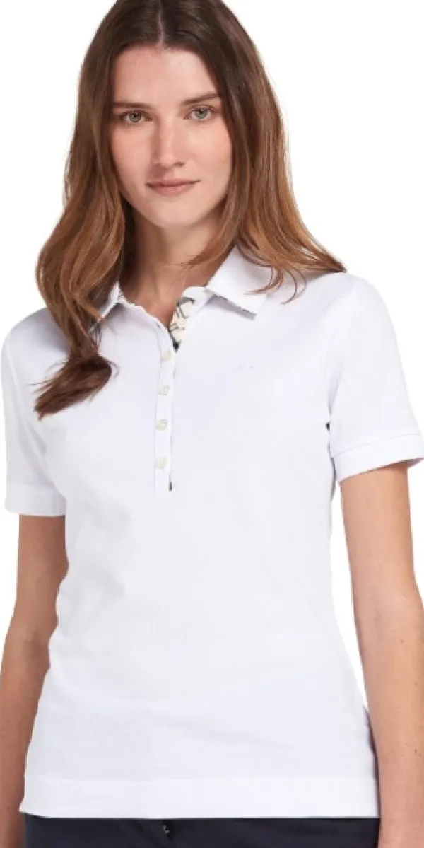 Barbour Portsdown Top naisten pikeepaita, White/Platinum| T-paidat Ja Pikeepaidat