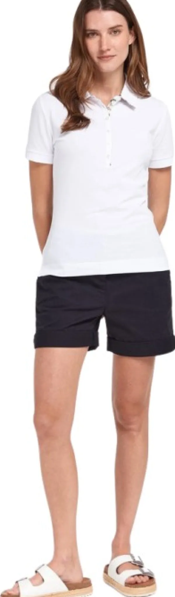 Barbour Portsdown Top naisten pikeepaita, White/Platinum| T-paidat Ja Pikeepaidat