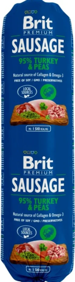 Brit Premium Brit Koiranmakkara Turkey & Peas 800 g| Koiranmakkarat