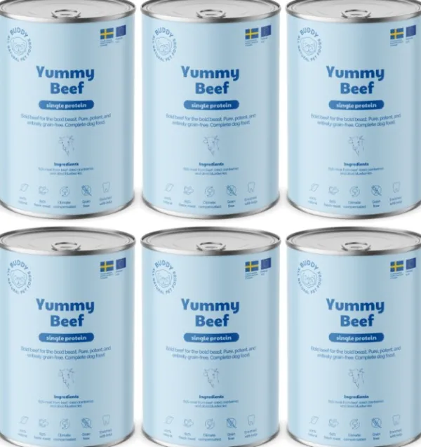 Buddy Koiran Märkäruoka^Yummy Beef koiran märkäruoka, 6 x 400g