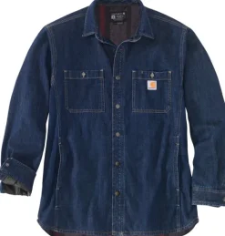 Carhartt Workwear Carhartt Denim Fleece Lined Snap Front Shirt Glacier vuorillinen farkkupaita| Flanelli- Ja Kauluspaidat