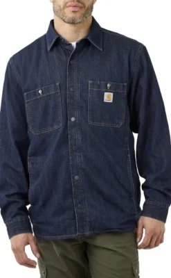 Carhartt Workwear Carhartt Denim Fleece Lined Snap Front Shirt Glacier vuorillinen farkkupaita| Flanelli- Ja Kauluspaidat